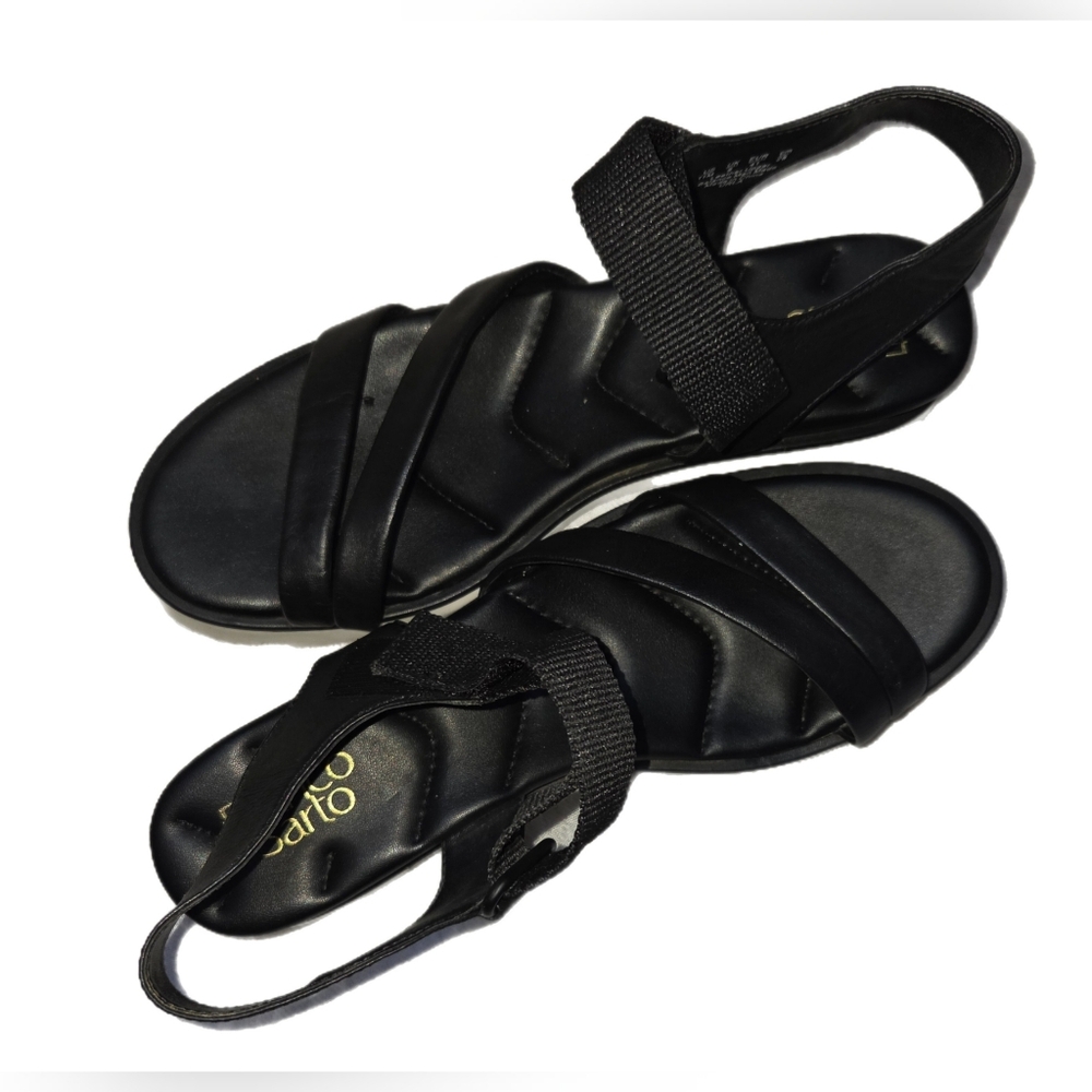 Franco Sarto Urla Platform Black Leather Strappy Sandals Size 11M - Picture 3 of 9